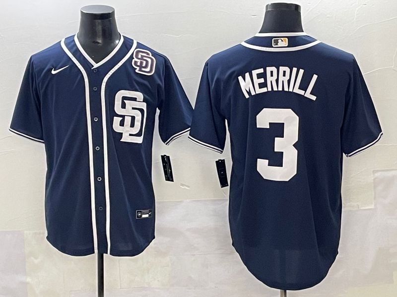 Men 2025 San Diego Padres #3 Merrill Dark Blue Game Nike MLB Jersey style 8->san diego padres->MLB Jersey
